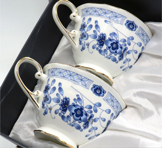 Blue Flower porcelain cup and saucer pair with a blue floral pattern, 325 mL