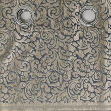 Load image into Gallery viewer, Velvet Navy in Beige Genevieve Curtain | 56" by 96"