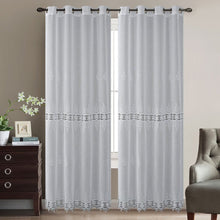 Load image into Gallery viewer, White Chili Embroidered Sheer Curtain | 56" By 90"