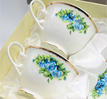 Load image into Gallery viewer, Blue Country Rose Cup and Saucer Set | Pair
