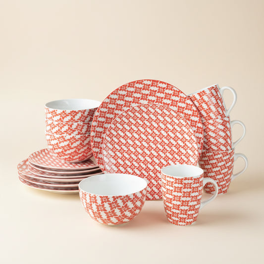 Majorelle Orange 16-piece porcelain dinner set, service for four