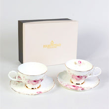 Load image into Gallery viewer, Pink Peony Cup and Saucer Set | Pair
