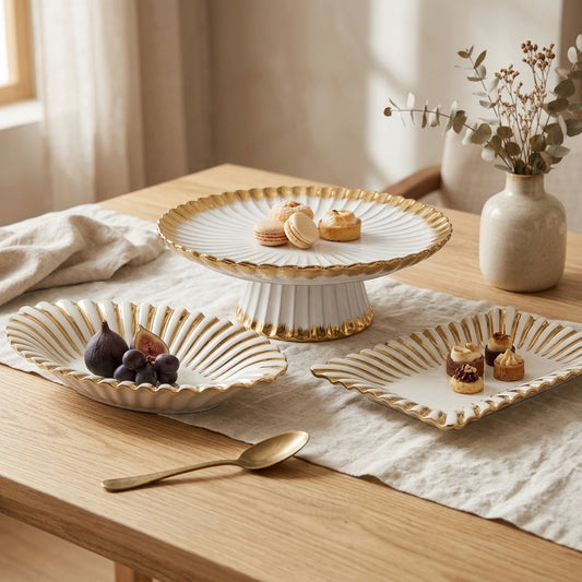 Gold Ray Dessert Table Set | 3 Pieces