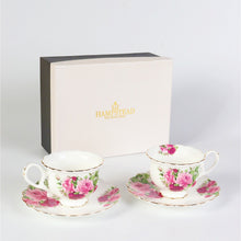 Load image into Gallery viewer, Red Country Rose Cup and Saucer Set | Pair
