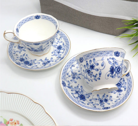 Blue Flower porcelain cup and saucer pair with a blue floral pattern, 325 mL