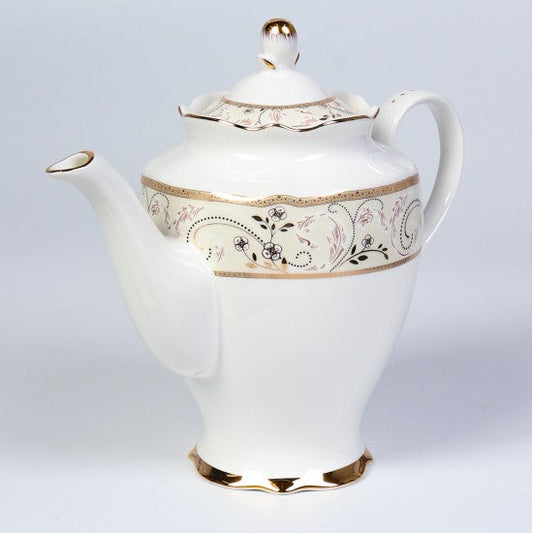 Royal Gold English style white porcelain teapot with gold detailing