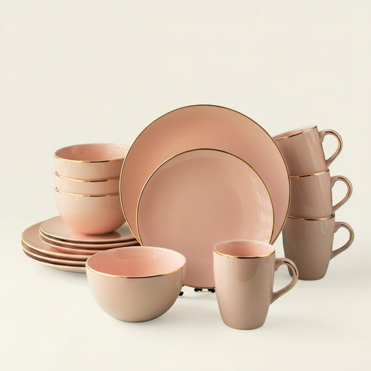 Senorita Pink 16-piece porcelain dinner set with 27.5 cm dinner plates, service for four