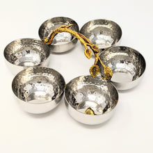 Load image into Gallery viewer, Condiment Hammered Serving Tray | Gold Trim
