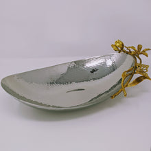 Load image into Gallery viewer, Gilded Flower Boat Tray | Gold Trim 15" Long
