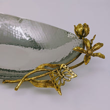 Load image into Gallery viewer, Gilded Flower Boat Tray | Gold Trim 15" Long
