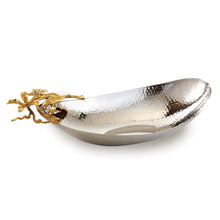 Load image into Gallery viewer, Gilded Flower Boat Tray | Gold Trim 15" Long
