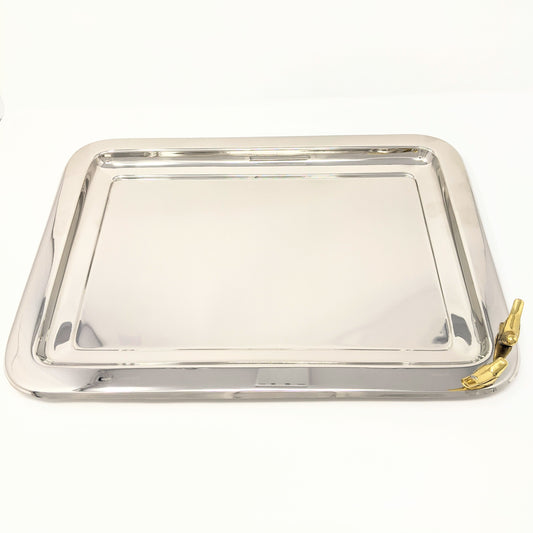 Golden bird serving tray with a gold bird motif, 15 inches long