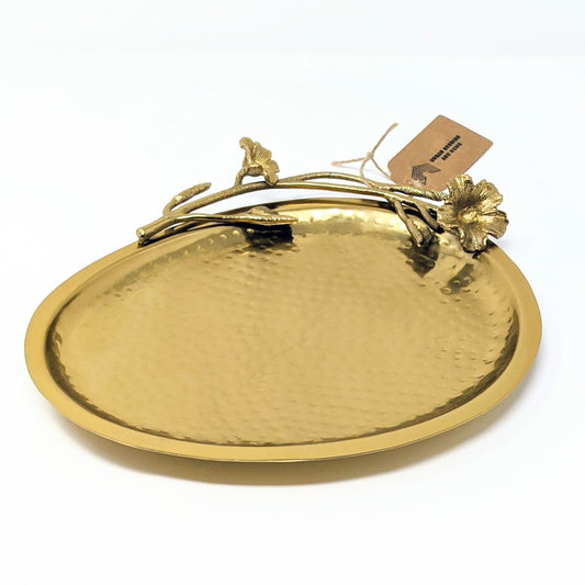 Aurous gold-plated hammered serving plate, 9.5 inches
