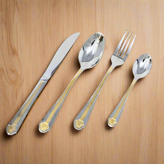 Gold Versallion 24-piece stainless steel flatware set, service for six