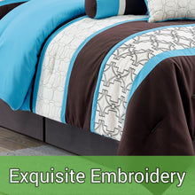 Load image into Gallery viewer, Teal Blue Luxury Comforter Set Bed in A Bag – 9 Piece Bed Sets – Ultra Soft Microfiber
