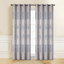 Load image into Gallery viewer, Velvet Navy in Beige Genevieve Curtain | 56" by 96"
