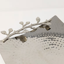 Load image into Gallery viewer, Stainless Steel Hammered Square Tray | Silver Trim 9" Wide
